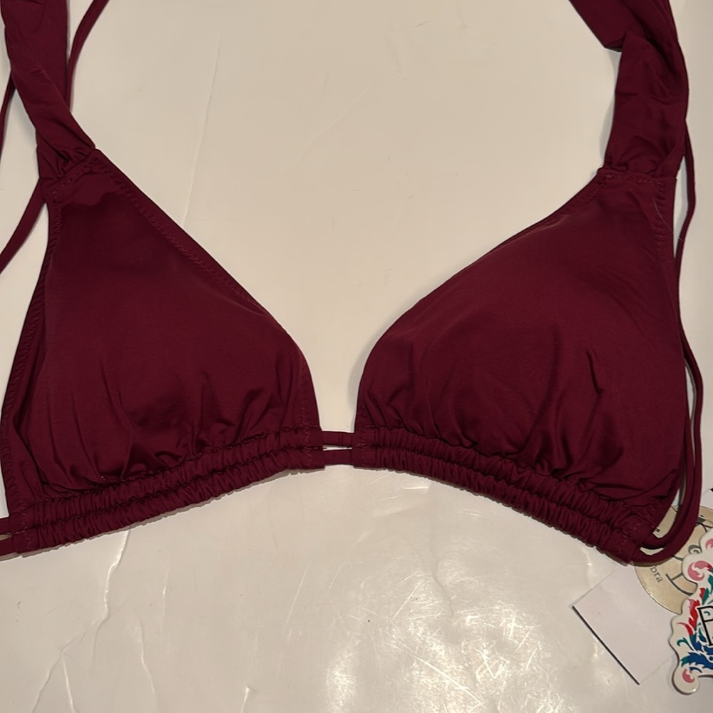 NWT BECCA Deep Burgundy Bikini Top DD swim swimsuit top - Picture 2 of 8